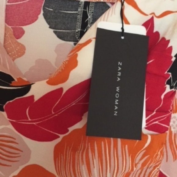 Zara Floral Hibiscus Print Calf Length Pencil Skirt Size Med NWT - Picture 5 of 8